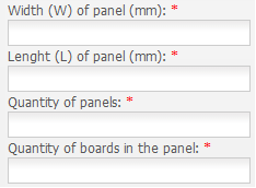 PCB panel dimensions form